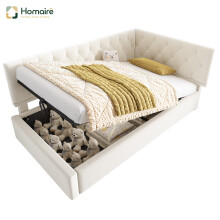 HOMAIRE 3FT Velvet Daybed with Storage Beige