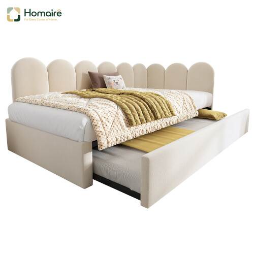 HOMAIRE Beige Velvet Upholstered Daybed 3FT