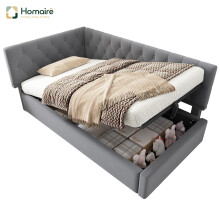 HOMAIRE Grey Velvet Daybed with Storage 90x190cm