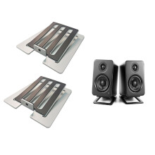 wigmoa U-Z2 Desktop Speaker Stands Pair for Small Speakers, Tilted Steel Tabletop Stands with Foam Padding, Fits Compact Studio Monitors, Computer Sp