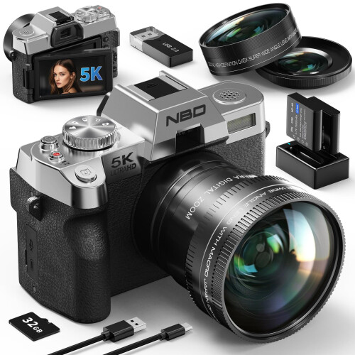 NBD 5K Digital Camera 64MP, Autofocus, 16X Digital Zoom, Silver