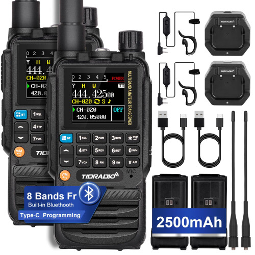 TIDRADIO TD-H3 Ham Radio Transceiver, APP/Web Bluetooth Programming, 8-Band