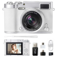 48MP Digital Camera for Kids, 1080P HD Vlogging Camera with 180 Flip Screen, 16X Digital Zoom, Anti-Shake Autofocus Compact Camera, Webcam Function,