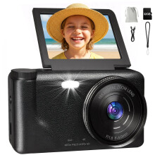 Digital Camera - 4K 64MP Compact Camera with 3 Inch 180 Flip Screen 32GB Memory Card 18X Digital Zoom Autofocus Vlogging Photo Cameras for Kids Begi