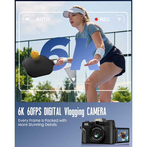 Longyi 6K Digital Camera 64MP, 18X Digital Zoom & 3.0" 180Flip Screen 1