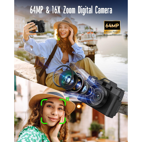 Longyi 6K Digital Camera 64MP, 18X Digital Zoom & 3.0" 180Flip Screen 2