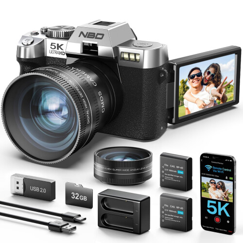 NBD 5K Digital Camera 64MP, Autofocus, 16X Digital Zoom (Silver)