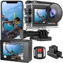 Hiicam Speed 20 Action Cam 4K60FPS 40MP WiFi Underwater Camera 40M Waterproof Ultra HD Touchscreen Action Cam 170 Ultra Wide Angle Ice Stabilisation