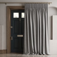 (66 x 84 inch (5.5ft x 7ft)-Single Panel Door Curtain, Silver) Blackout Pencil Pleat Curtains with Tie Backs-Thermal Insulated Curtain for Bedroom Livingroom
