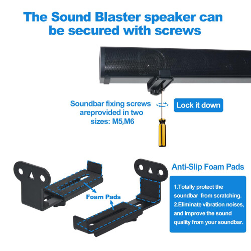 Howonder Soundbar Wall Mount Bracket, Depth Adjustable 3.7”-6.3”,2 Packs 2