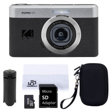 Digital Camera Set Bundle with Kodak PIXPRO C1 Digital Camera Black, 32GB Micro SD Card, Protective Clamshell Carrying Case, Selfie Tripod & PELIKOOL