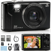 Digital Camera 5K 72MP with WiFi, 16X Digital Zoom Autofocus Vlogging Camera with 32GB SD Card, 2.8" Screen & 2 Rechargeable Batteries for Beginners