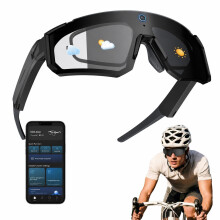 QDOJC Smart Glasses with Camera – 32MP EIS Anti-Shake POV Camera, Hands-Free AI Voice Assistant Photochromic Glasses for Men & Women, IP64 Waterproo