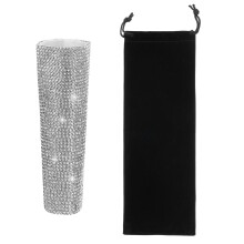 sourcing map Silver Mic Handle Cover,Rhinestones Microphone,W/Black Bag