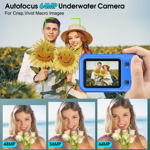 Underwater Camera, 4K 64MP 16FT Waterproof Digital Camera 2