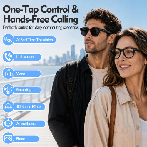 Smart AI Glasses with Bluetooth, with Photochromic UV Light Blocking Lenses 2