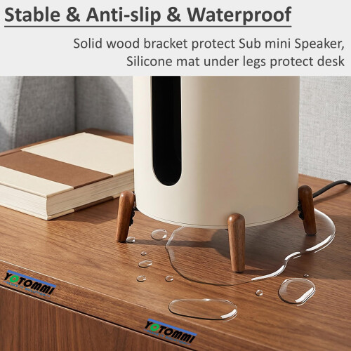 Real Wood Stand Compatible for Sonos sub mini on floor table desk,Walnut 1