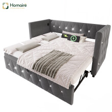 HOMAIRE Velvet Grey Daybed with USB Charging