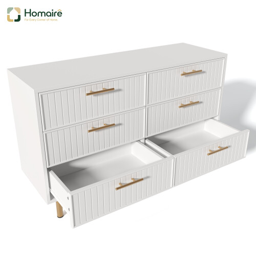 HOMAIRE White Sideboard Cabinet 6 Drawers