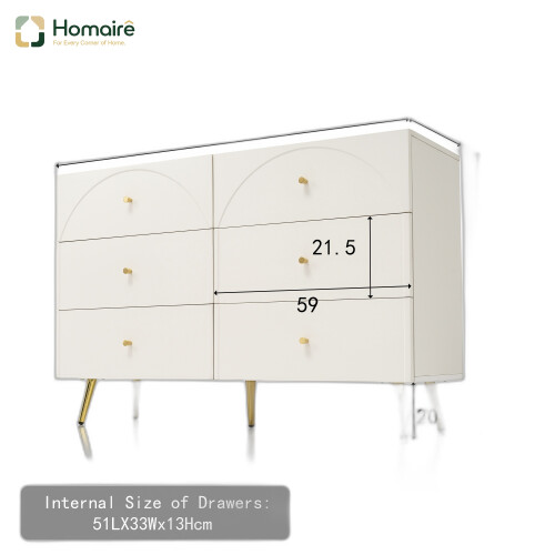 HOMAIRE Cream White Sideboard Cabinet 6 Drawers