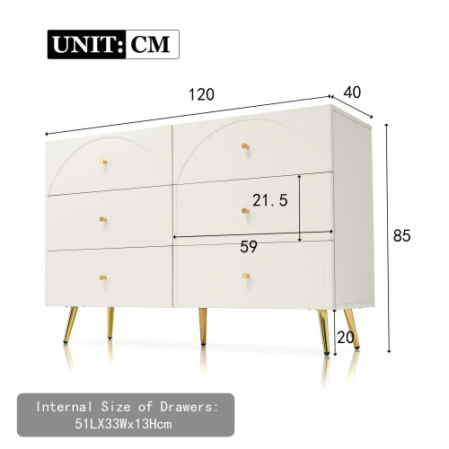 HOMAIRE Cream White Sideboard Cabinet 6 Drawers 1