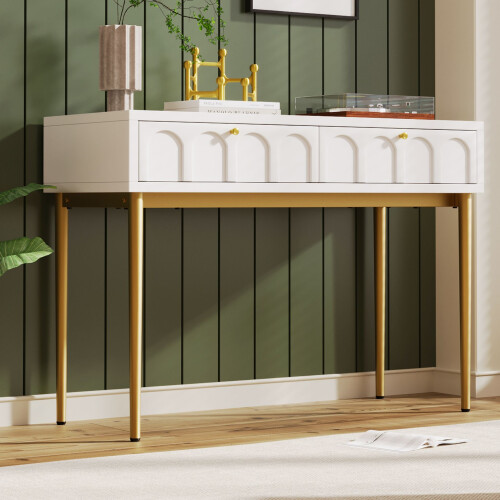HOMAIRE Dressing Table Cream White 2 Drawers 2