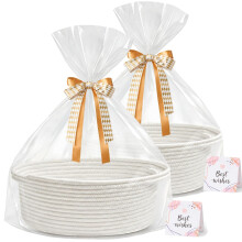 KODOMOORE Gift Baskets Empty, 2-Pack Small Baby Shower Hampers for Gifts