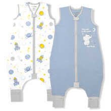 Organic Cotton Toddler Sleeping Bag with Legs 0.5 TOG Sleep Sack 2-Pack