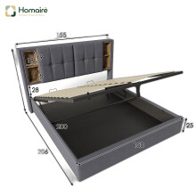 HOMAIRE 5FT Upholstered Bed Grey with Wireless