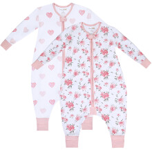 Organic Cotton Toddler Sleeping Bag with Legs 0.5 TOG Long Sleeve 2-Pack