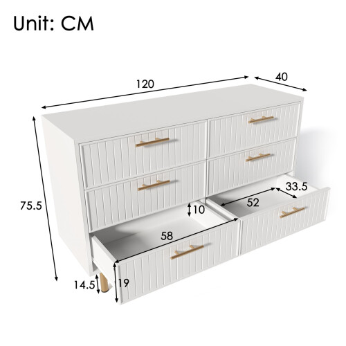 HOMAIRE White Sideboard Cabinet 6 Drawers 1