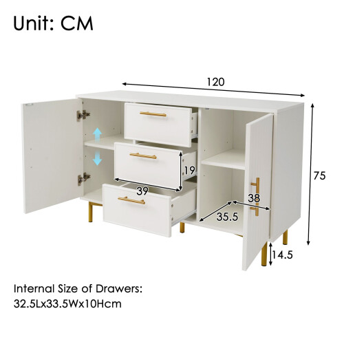 HOMAIRE White Sideboard Cabinet 120x40x75cm 1