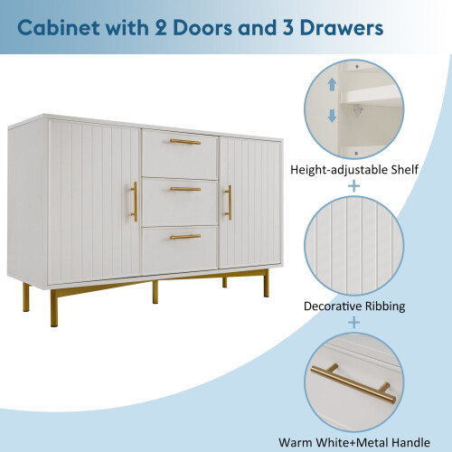 HOMAIRE White Sideboard Cabinet 120x40x75cm 2