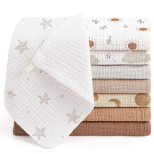 bearmoss Muslin Squares Cloths 100% Cotton Baby Burp Cloth 25x25CM Large Ultra-Absorbent Burp Cloth Soft Baby Face Towel for Newborn Baby Boy and Gir