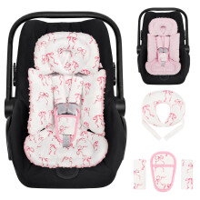 TANOFAR Car Seat Head Support Baby, Infant Car Seat Insert for Newborn Girls,4 in 1 Soft Carseat Head Support for Infant, Newborn Carseat Insert for
