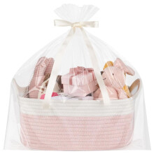 Hiseng Gift Basket Empty, Large Cotton Rope Woven Storage Basket with Gift Bags and Ribbons, Hamper Baskets with Handle for Easter, Baby Shower, Wedd