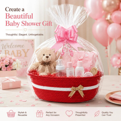 Gift Basket Hamper Kit, Empty Hamper Basket with Pull Bows 2