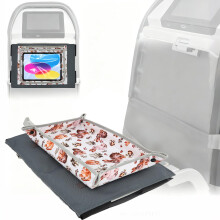 Kids Airplane Tray Table Cover with Tablet Holder | Toddler Travel Essential Activity Lap Tray for Flying, Train & Car Trips | Fabric Pockets & Water