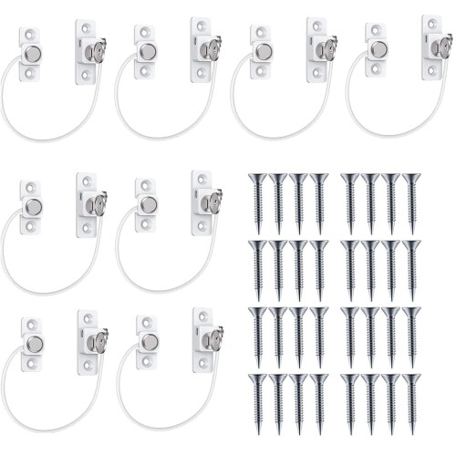 HOMGEN 8PACK Cable Window Restrictors Locks with Keys & Self-Tapping Screws