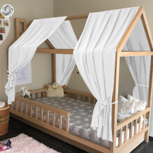 HOTUT Extra Wide Princess Bed Canopy, 2pcs Large Children Bed Canopy, 100% Cotton Girls Mosquito Net, Kids Princess Play Tents Nursery Room Decoratio