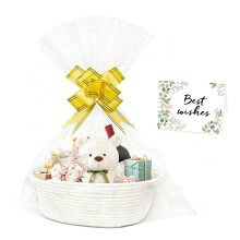 Small Woven Basket with Gift Bags and Ribbons, Gift Basket Empty 12"x8"x5"