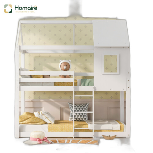 HOMAIRE White Solid Pine Kids Bunk Bed 3FT
