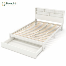 HOMAIRE White Wooden Storage Bed 4ft6 Double