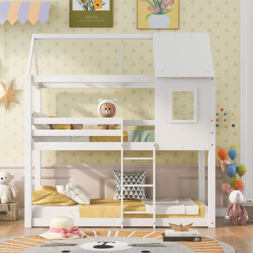 HOMAIRE White Solid Pine Kids Bunk Bed 3FT 2