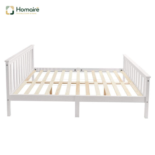 HOMAIRE White Solid Wood Double Bed 4ft6