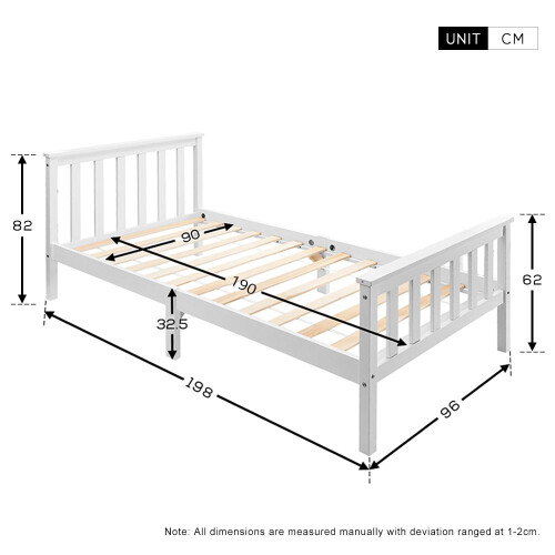 HOMAIRE White 3ft Solid Pine Single Bed Frame 1