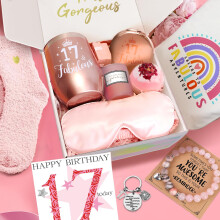 WULAIHO 17th Birthday Gifts for Girl, Happy Birthday Pamper Set Present Basket, Unique Hamper Gift Ideas for Her, Best Friends, Sisters, Daughter, Ni