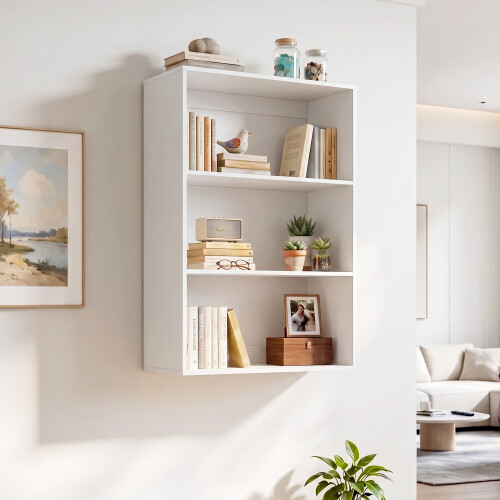 Floating Display Shelves Open Storage Cabinet