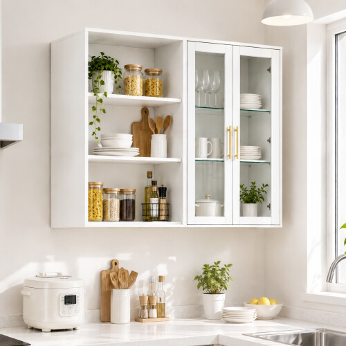 Floating Display Shelves Open Storage Cabinet 2