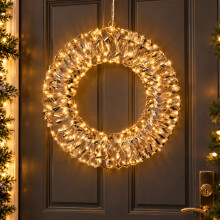 Light Up Christmas Wreath Gold Metal Hanging 400 Micro LED